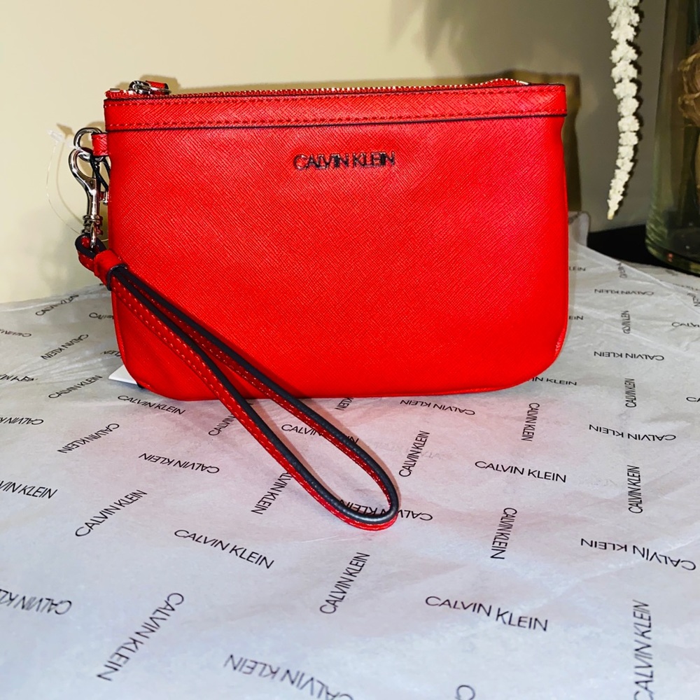 Saffiano Leather Large Zip Wristlet